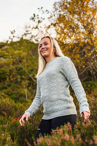 Lanullva Mønsterstrikket Crewneck, Offwhite-Lanullva