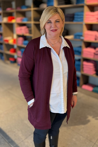 Classic Wool Knitted Jacket Women's Zip, Plum