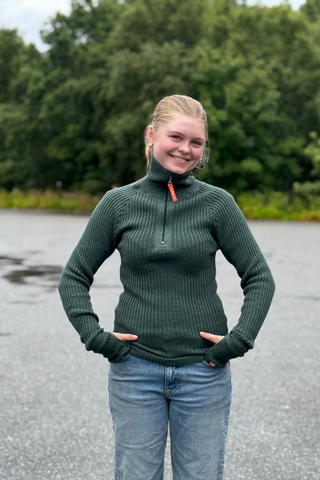 Hustadvika 2.0 Ullgenser Half Zip, Mosegrønn