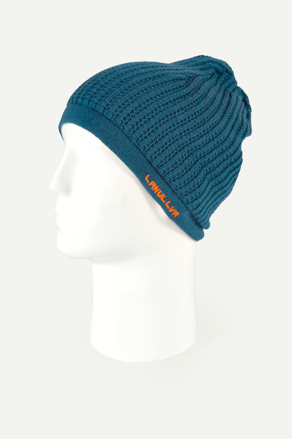 Lanullva Hustadvika 2.0 Wool Hat Ribbed Knit, Mountain Blue