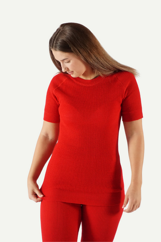 Lanullva Sea Breeze 2.0 Wool T-Shirt, Cranberry