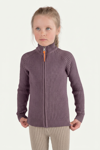 Hustadvika 2.0 Wollcardigan mit Reißverschluss für Kinder in Lavendel