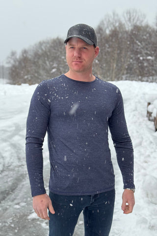 Lanullva Basic T-Shirt Men's Long Sleeve, Night Blue