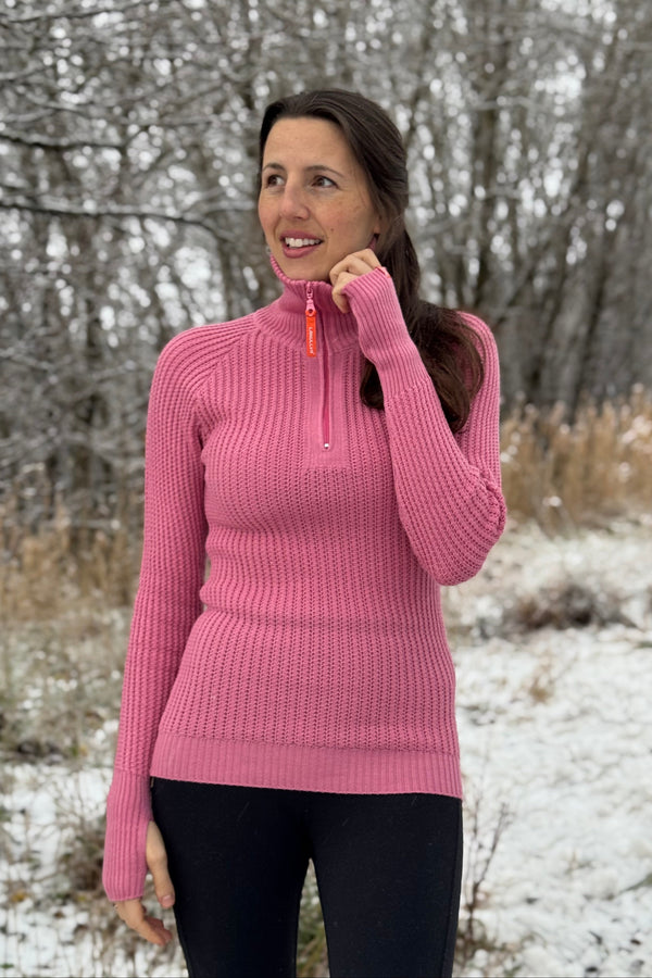 Lanullva Hustadvika 2.0 Wool Sweater Half Zip, Pink