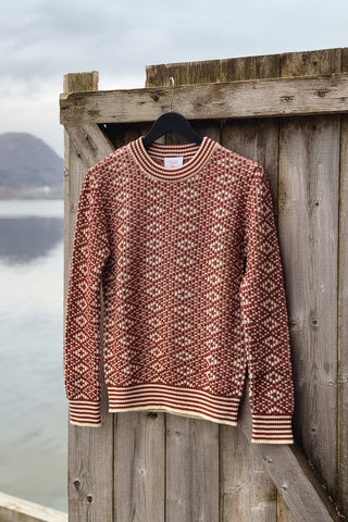 Lanullva Patterned Wool Crewneck Sweater, Boathouse Red