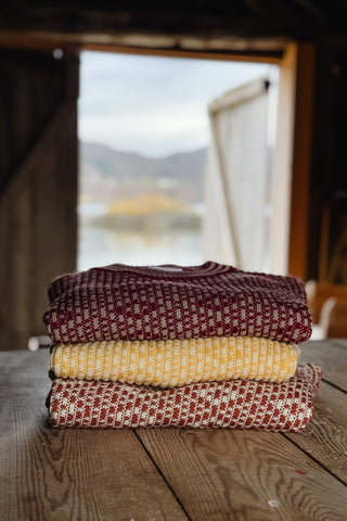 Lanullva Patterned Wool Crewneck Sweater, Burgundy